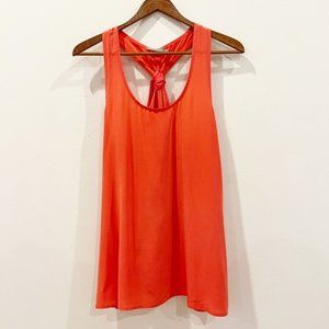 COS Silk Top Womens 38 Small Coral Sleeveless Blouse Bow Tie Flowy Racerback